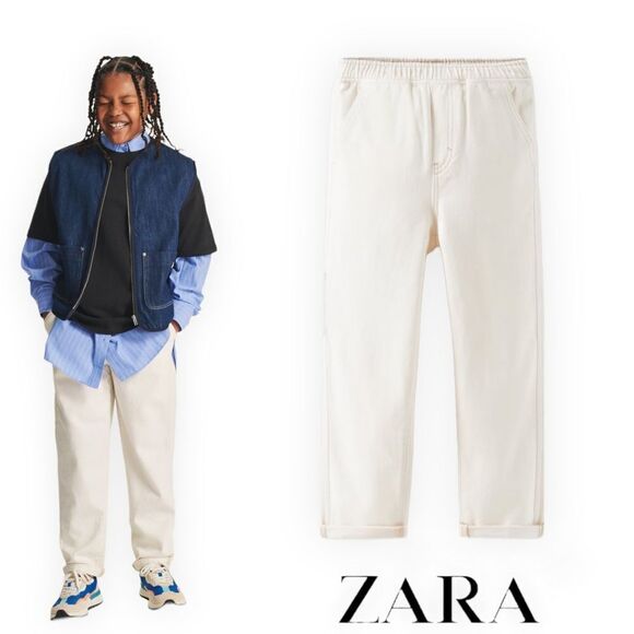 ZARA Kids | Cream | FLUID TWILL PANTS LIMITED EDITION - Picture 1 of 6
